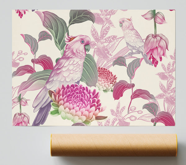 The Parrot Is Of Floral Pattern Giclee Print