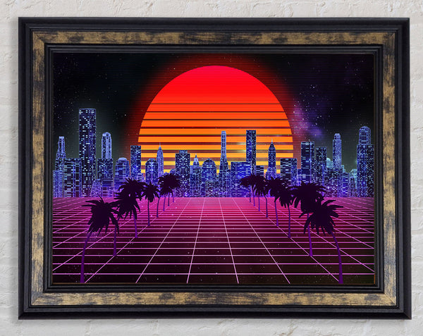 Sunshine City Retro Framed Print