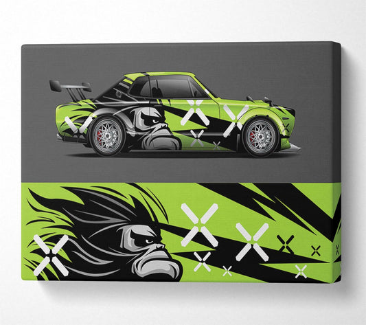 The Green Race Car Canvas Wall Art