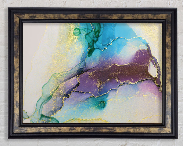 Stunning Gold Glitter Blues Framed Print