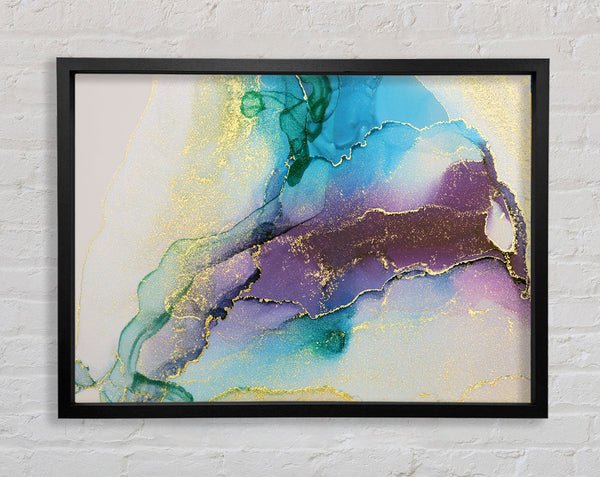 Stunning Gold Glitter Blues Framed Print