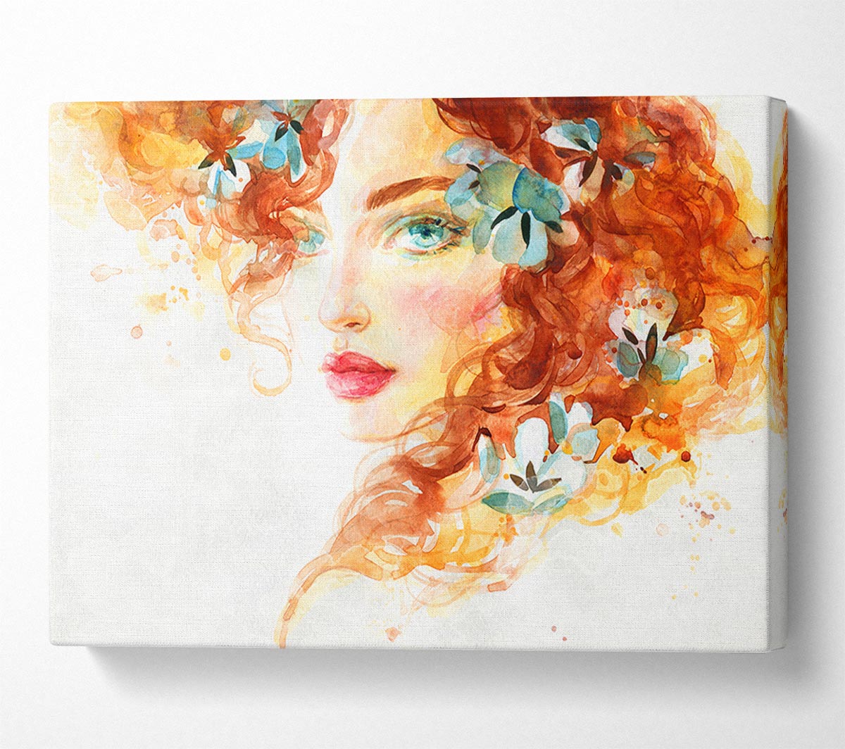 Redhead With Flowers In Hair Canvas Wall Art