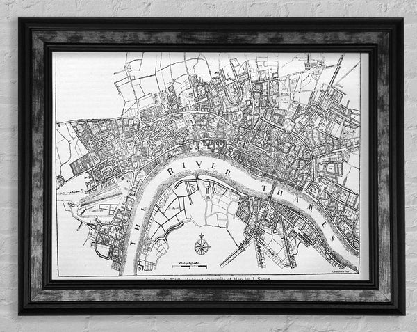 Map Of The River Thames Framed Print