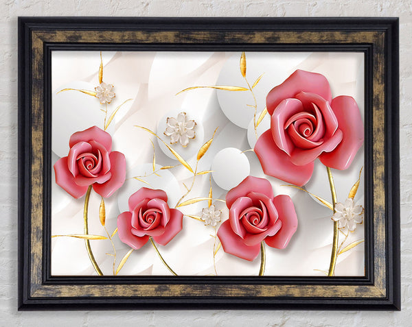 Pink Roses Pop Framed Print