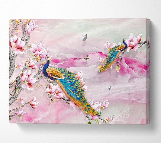 Peacock Blossom Branch Canvas Wall Art