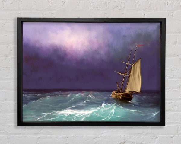 The Ship In The Crashing Ocean Framed Print
