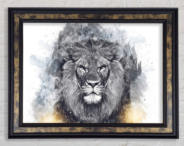 Lion Distortion Grunge Framed Print