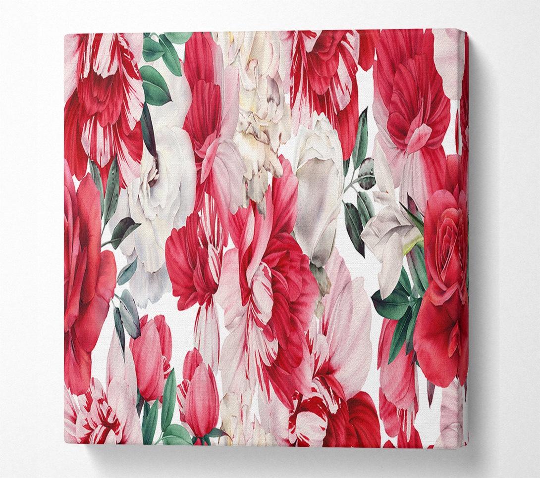  A Canvas Print of Red And Pink Petal Delight Canvas Art