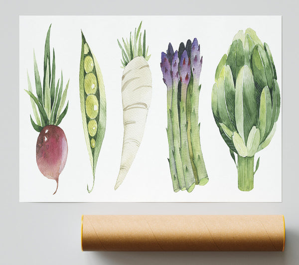 Set Of 5 Veg Giclee Print