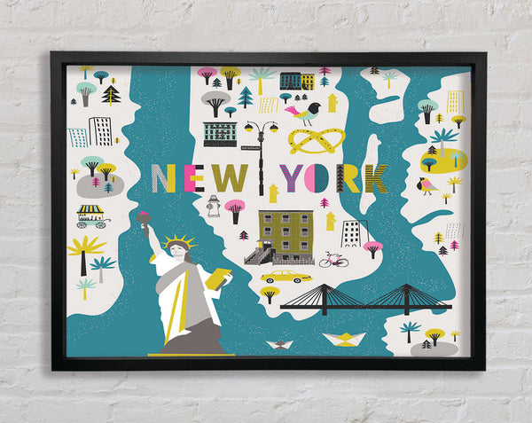 The Little Map Of New York Framed Print