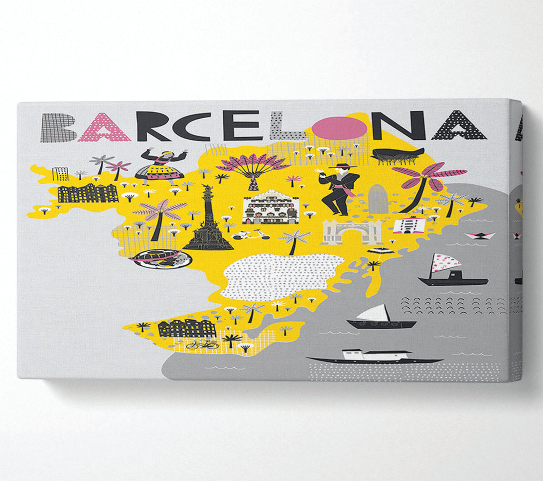  A Canvas Print of The Little Map Of Barcelona Canvas Print