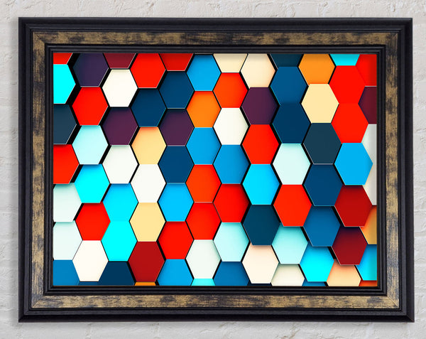 Honeycomb Pattern Grid Framed Print