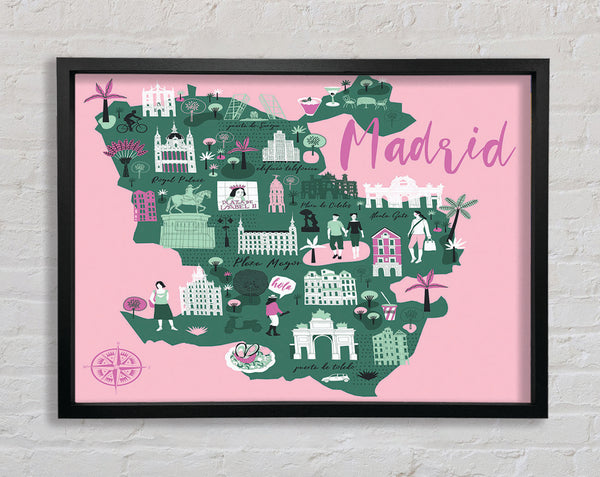The Little Map Of Madrid Framed Print