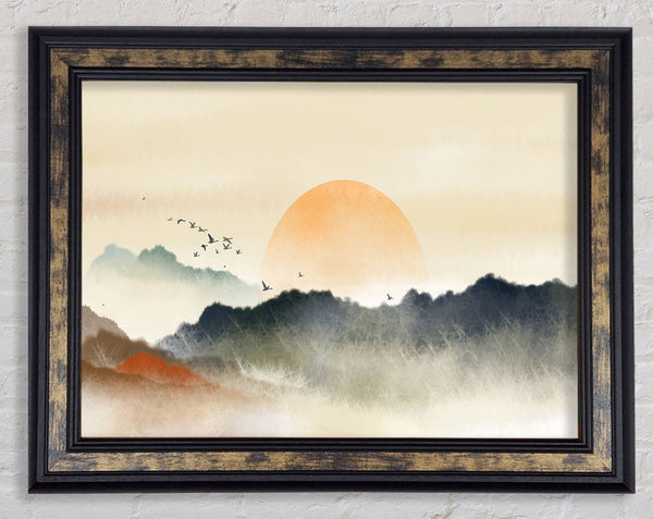 Sun Peeking Over The Sunset Framed Print