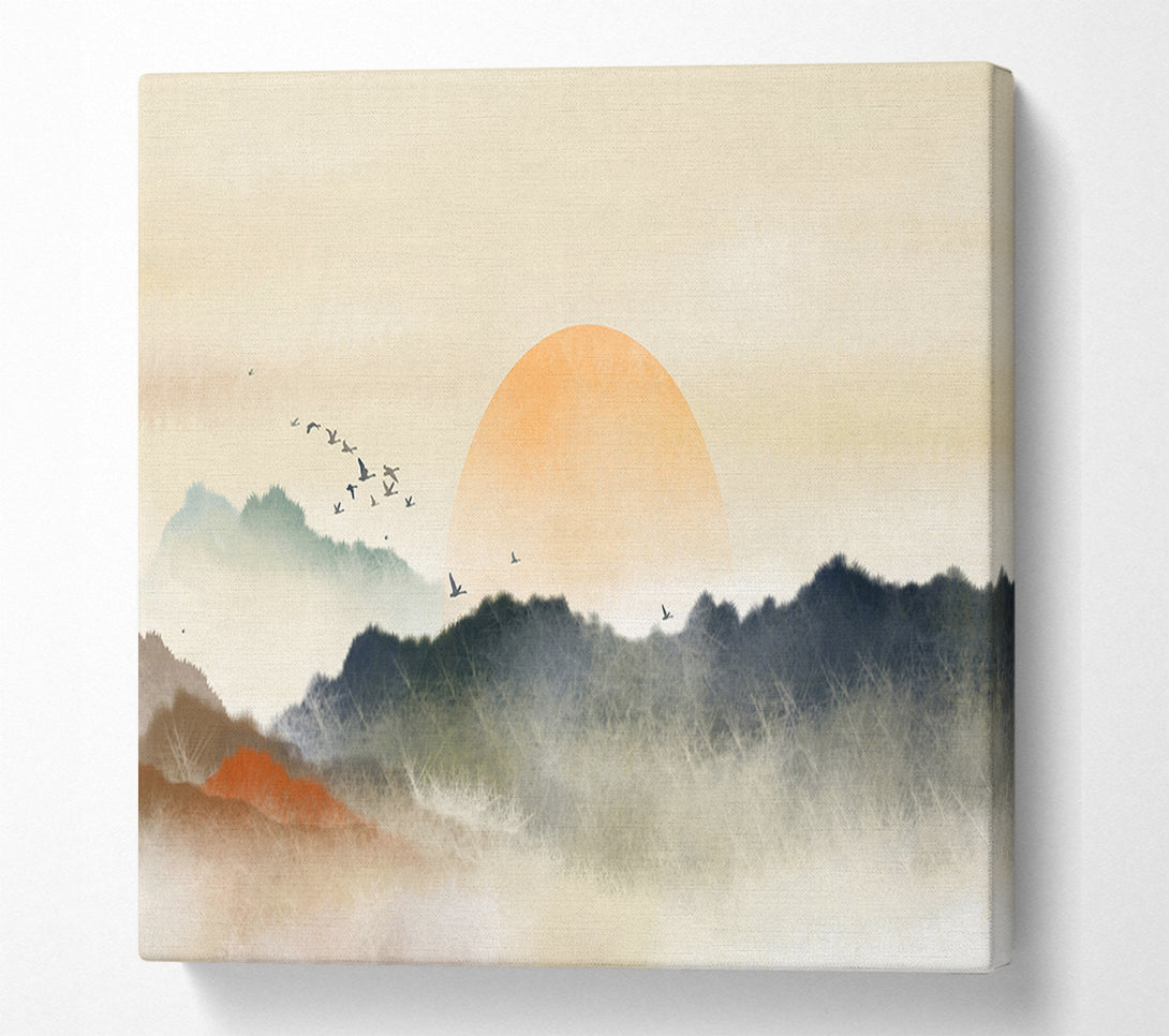 A Canvas Print of Sun Peeking Over The Sunset Canvas Art
