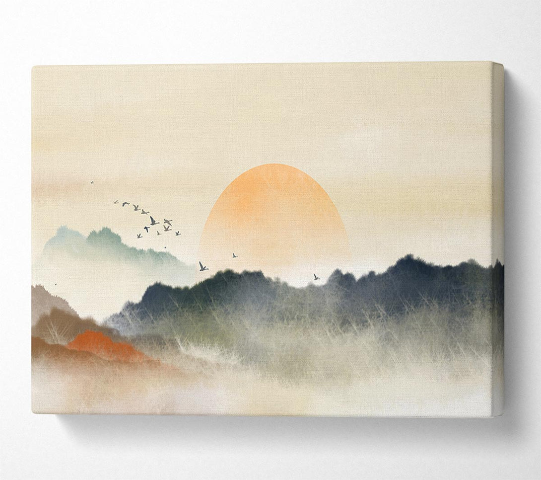  A Canvas Print of Sun Peeking Over The Sunset Canvas Art
