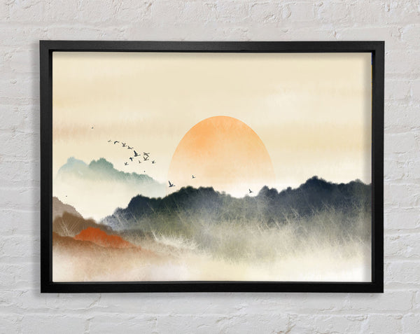 Sun Peeking Over The Sunset Framed Print
