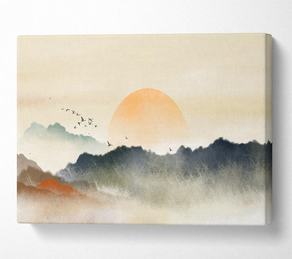  A Canvas Print of Sun Peeking Over The Sunset Canvas Art