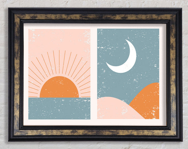 Sunrise Sunset Moon Framed Print