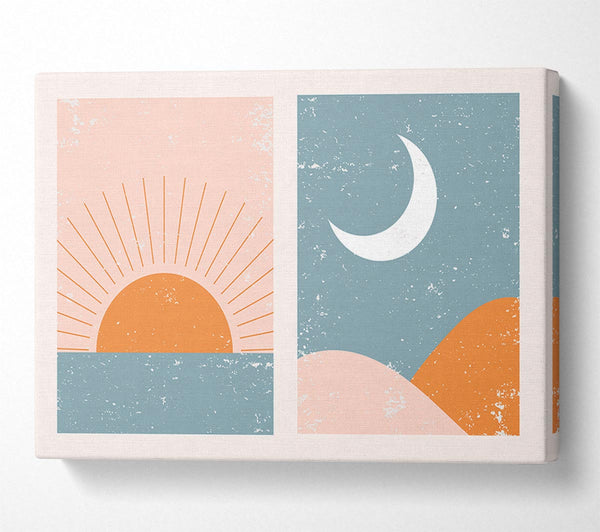  A Canvas Print of Sunrise Sunset Moon Canvas Art