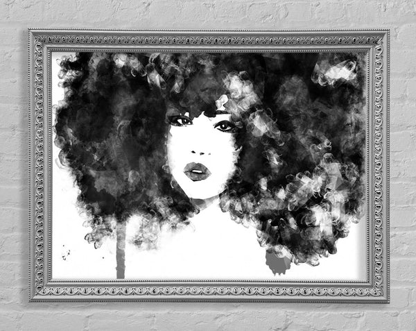 Black Big Hair Framed Print