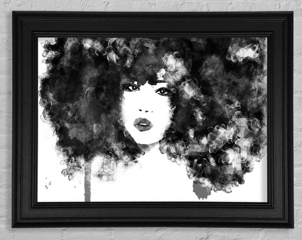 Black Big Hair Framed Print