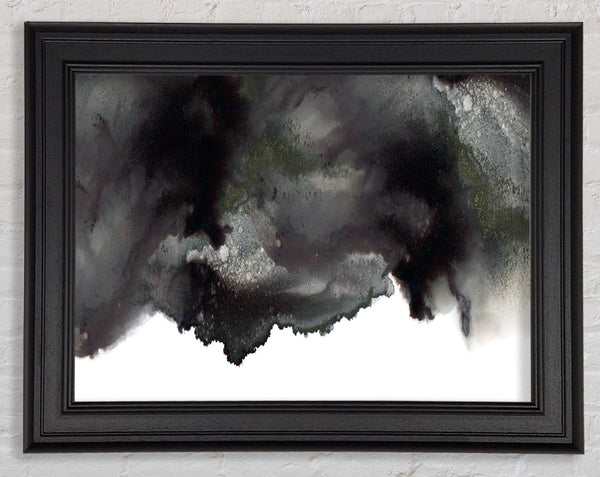 Black On White Abstract Cloud Framed Print