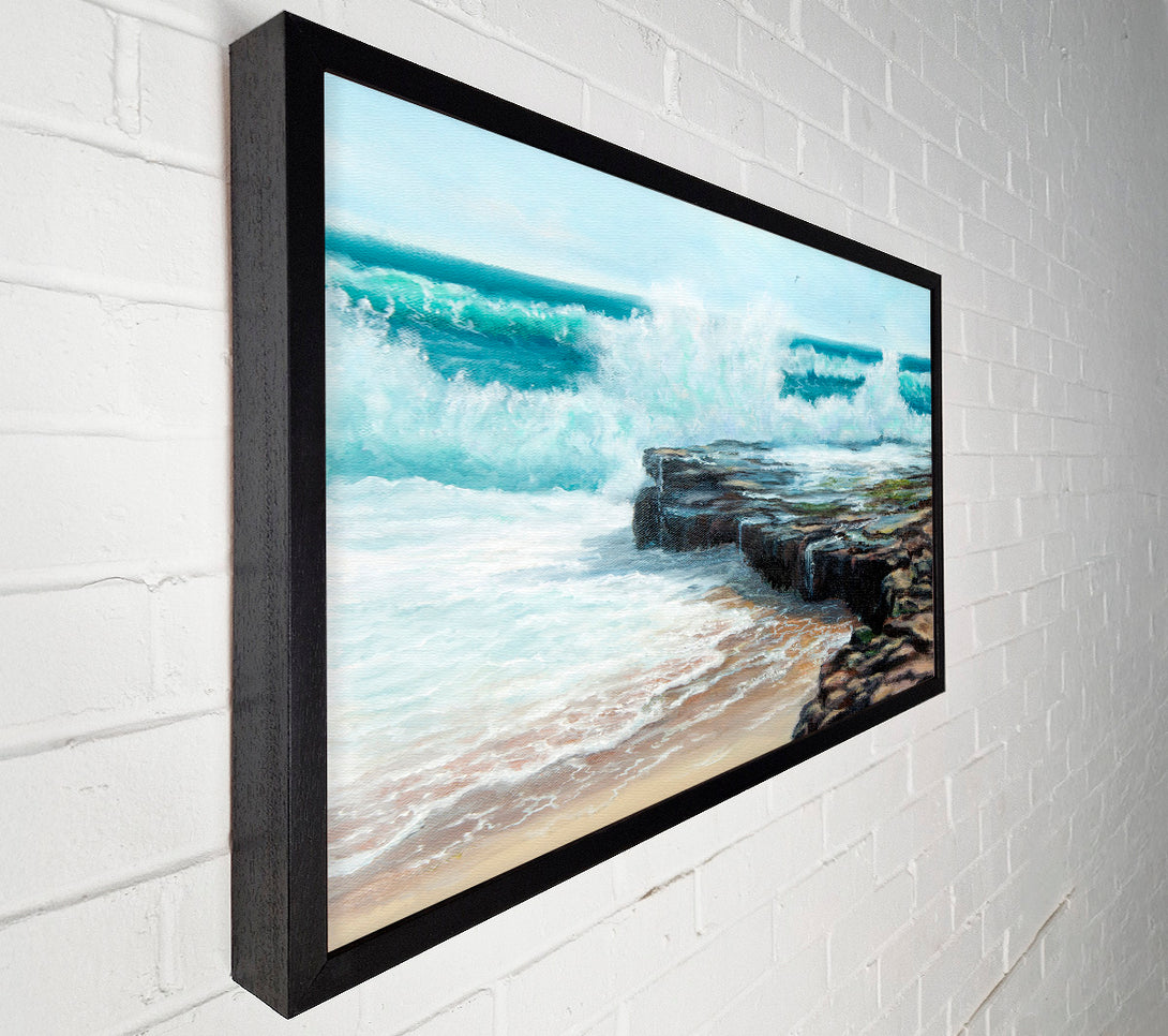  A Canvas Print of Waves Hitting The Rocks Canvas Wall Art