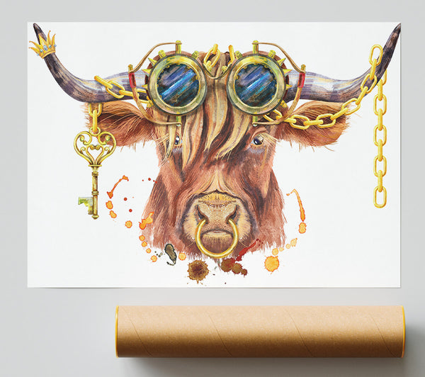 The Highland Cow Goggles Giclee Print