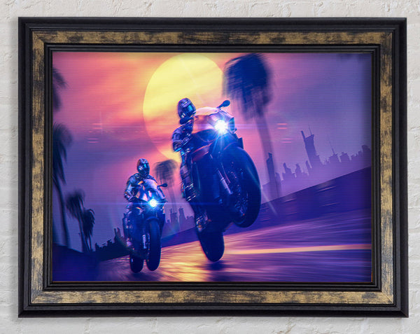 Biking Through Town Framed Print