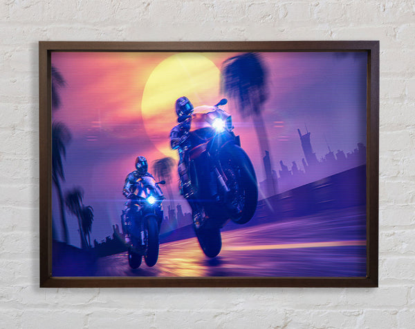 Biking Through Town Framed Print