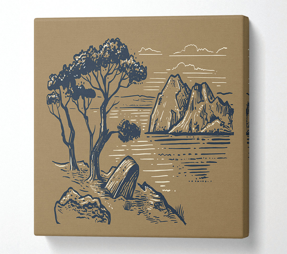  A Canvas Print of The African Planes Sketch Canvas Wall Art