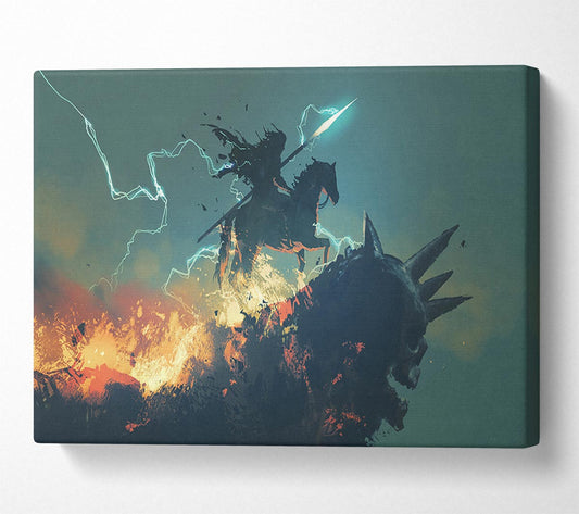 Lightning Horse Rider Canvas Wall Art