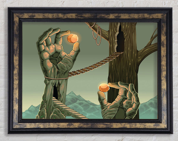 Holding The Balls Of Light Framed Print