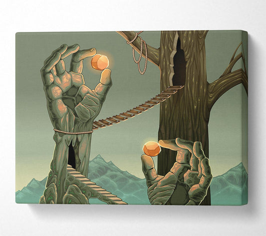 Holding The Balls Of Light Canvas Wall Art