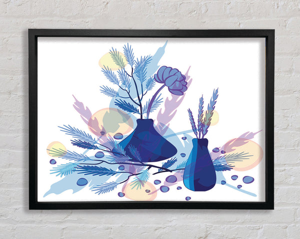 Zwei blaue Blumenvasen