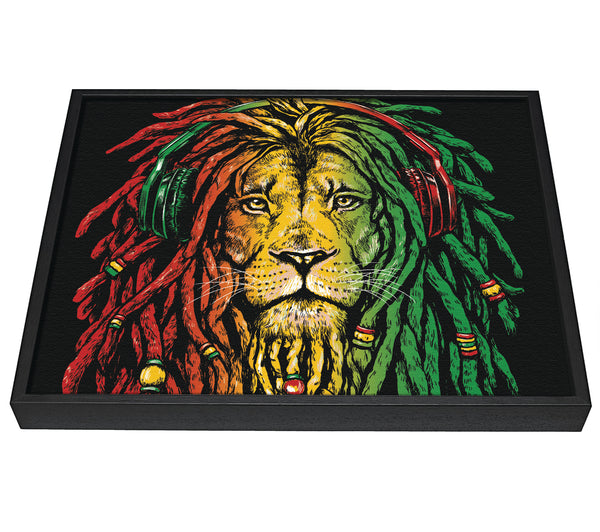 A picture of a Rasta Lion framed canvas print sold by Wallart-Direct.co.uk