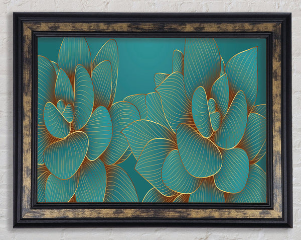 Green Petal Flower Fancy Framed Print