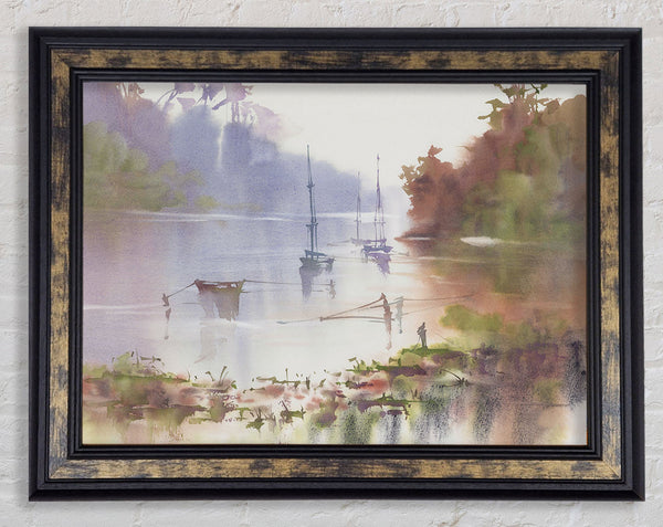 Sailing Up The Beautiful River Framed Print