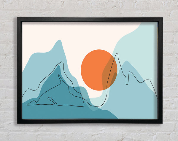 The Sun And Mountain Scene Framed Print