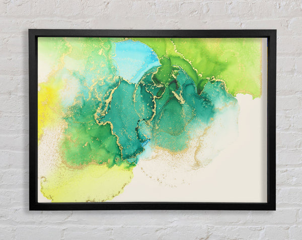 The Green And Blue Gold Wash Framed Print