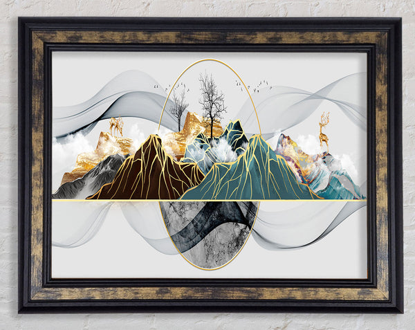 Gold Line Mountain Framed Print