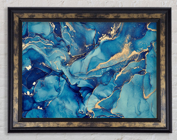 Deep Dark Blue Glitter Framed Print