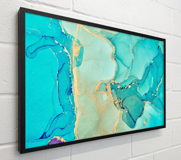 Turquoise Blue Gold Glitter Beauty