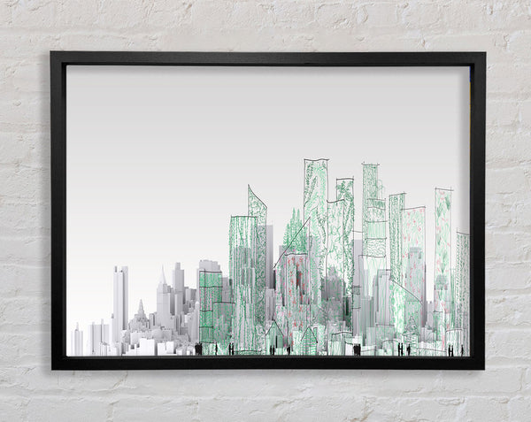 The City Sketch Art Framed Print