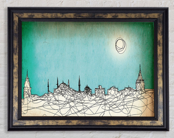 Where The Sun Sets Over Town Framed Print