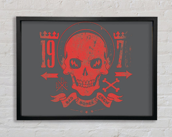 Retro Skull Red Framed Print