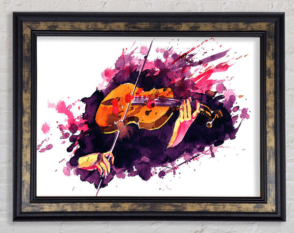 Playing The Violin Splatter Framed Print