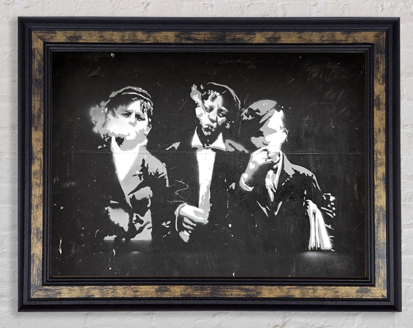 Children Smoking Framed Print
