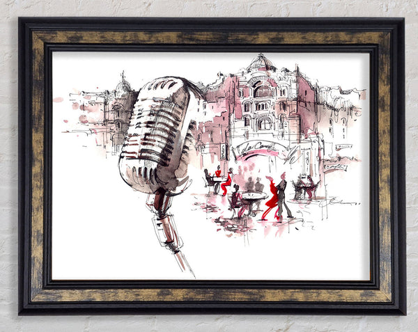 The Old Microphone Village Framed Print
